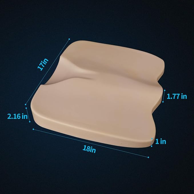 LARROUS Car Seat Cushion - Comfort Memory Foam Seat Cushion for Car Seat Driver, Tailbone (Coccyx) Pain Relief Pad, Car Seat Cushions for Driving, Office Chair Cushion (Black)