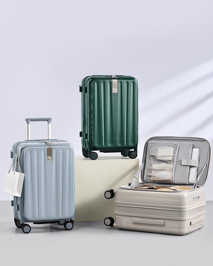 Hanke 26 Inch Expandable Luggage Top Opening Checked Bag Luggage Hard Shell Suitcases with Wheels Lightweight Travel Luggage Heavy Duty Luggage Suitcase with Lock for Woman Men-Blackish Green