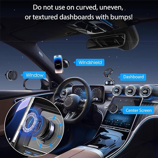 Vacuum Magnetic Suction Phone Holder, Foldable and Retractable Hands-Free Suction Cup Phone Mount for Car/Gym/Mirror/Smooth Surface, Compatible with iPhone Android and All Smartphones (Black)