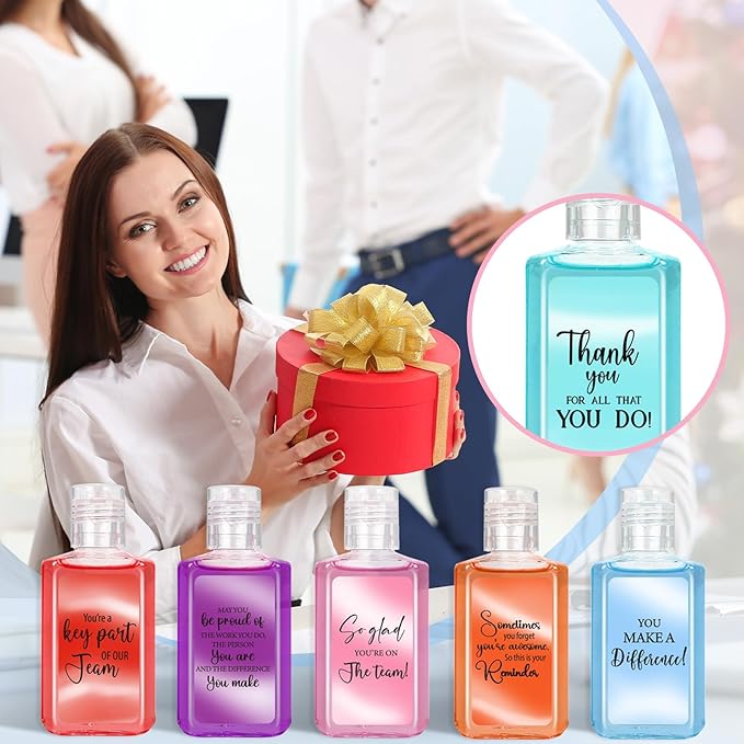 50 Pcs Thank You Mini Hand Sanitizer Bulk Employee Appreciation Gift Inspirational Small Hand Sanitizer 1fl oz Travel Size Hand Soap for Team Coworker Friends Teacher Christmas Valentine (Warm Color)