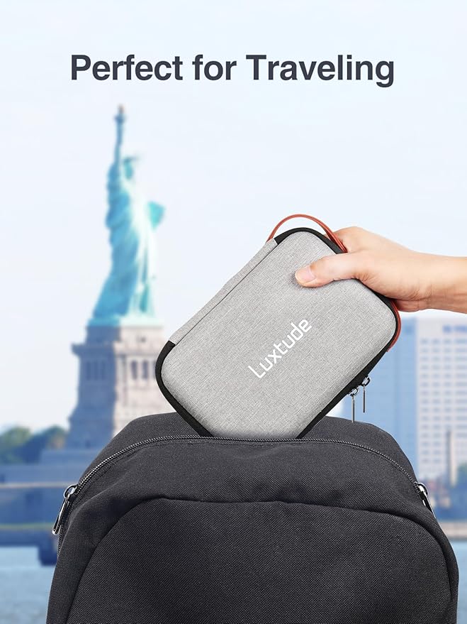Luxtude Electronics Organizer Travel Case, Tech Organizers Travel Case, Hard Charger Organizers, Portable Cable Organizer, Travel Essentials for Charger/Mouse/Cash/Card/Pen, Tech Gifts