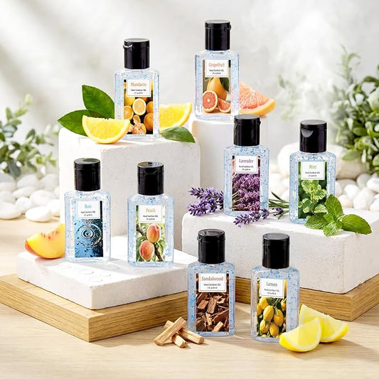 Frienda 24 Pcs Mini Hand Sanitizer Bulk with Scent 1 Fl oz Hand Sanitizer Travel Size Portable Moisturizing Clear Gel for Christmas Daily Use Friend Teacher Employee Appreciation Gifts