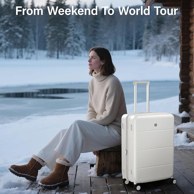 Hanke Expandable 24 Inch Luggage with Spinner Wheels, Hardside Medium Checked luggage, All-PC Hard Shell Suitcase, TSA Lock, Lightweight Checked-Medium (Bamboo Green, 76L)