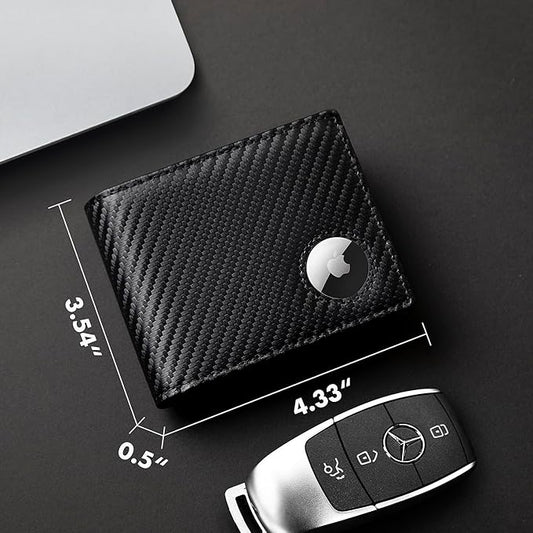 Mens Wallet with AirTag Holder, Genuine Leather Bifold RFID Blocking Wallet for Men - 2 ID Window 13 Cards Holders 1 Gift Box, AirTag Not Included