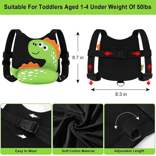Accmor Toddler Harness Leash, Cute Dinosaur Kids Harness Child Leash with Anti Lost Wrist Link for Outdoor Travel, Adorable Baby Walking Harness Wristband Assistant Strap for 1-3 Years Old Boys Girls