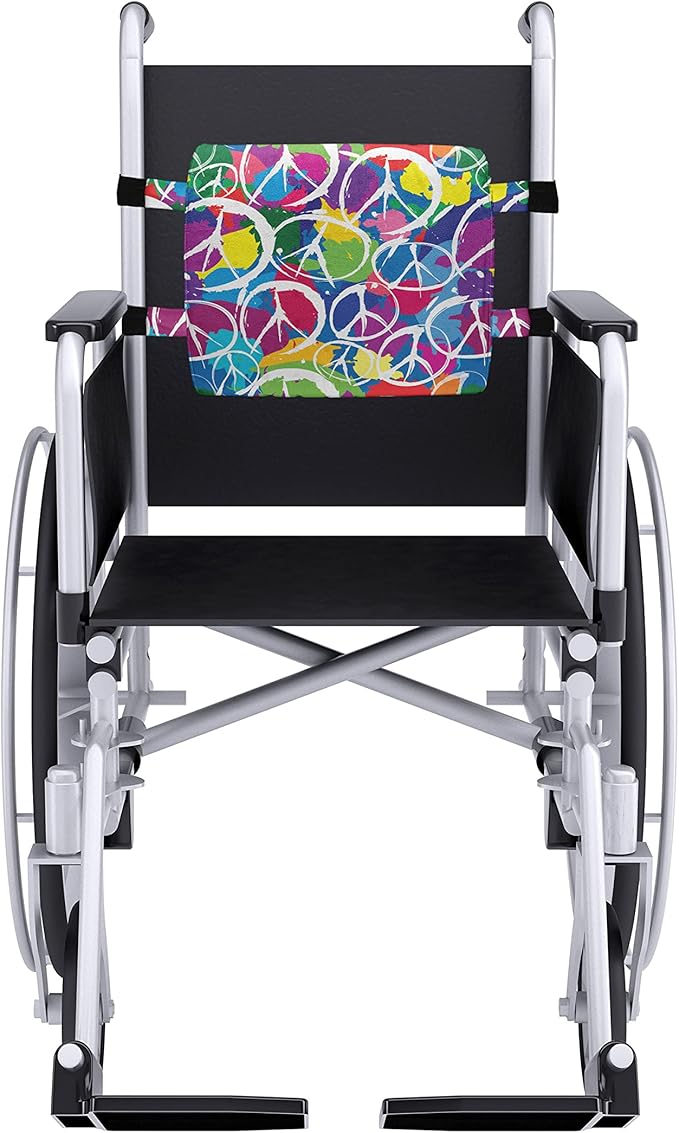 Ambesonne Retro Lumbar Back Support Pillow, Universal Peace Sign on Colorful Pop Art Style Background Pacifist Activism, High Density Foam for Office Chairs Car Seats, 14" x 13", Purple Blue