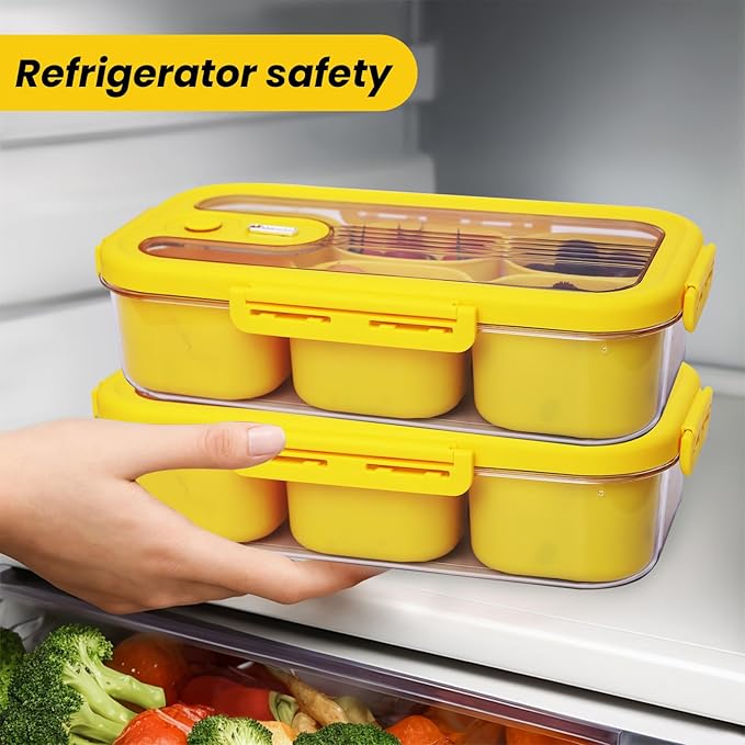 Snackle Box Container with 6 Compartments, Portable Snack Serving Tray, Reusable Food Fridge Storage Organizer, BPA-free, Perfect for Outdoor Road Travel/Party/Picnic