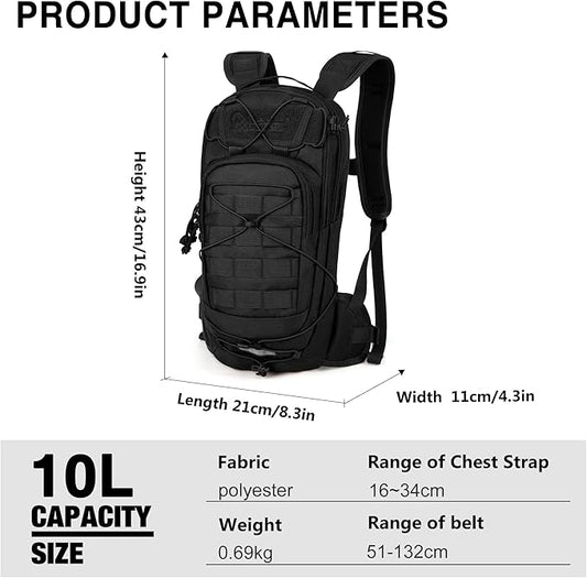Mardingtop10L Small Tactical Molle Hydration Backpack,Cycling Backpack for Biking,Cycling and Running EDC Daypack