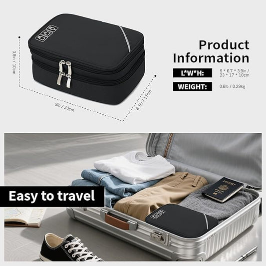 Lanola Electronic Organizer,Travel Cable Organizer Bag Pouch Electronic Accessories Carry Case Portable Double Layers Storage Bag for Cable,Cord,Charger,Phone,Earphone,Power Bank,Memory Cards - Black