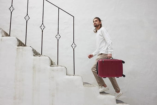 Coolife 3-Piece Luggage Set with Expandable 28-Inch Suitcase, PC+ABS Spinner (20/24/28 Inch, Wine Red)