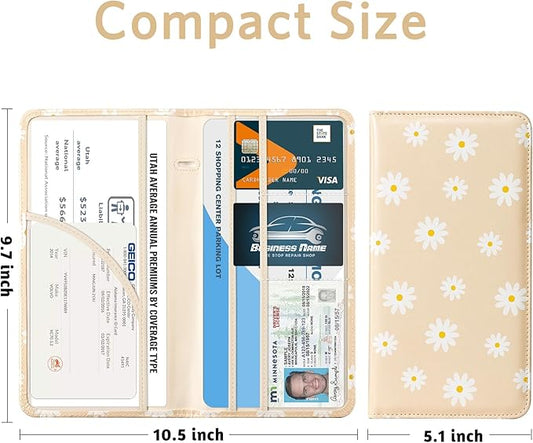 CoBak Car Registration and Insurance Holder - Vehicle Glove Box Car Organizer,Auto Truck Comparment Accessories Case with Magnetic Closure for Essential Document,Driver License,Cards