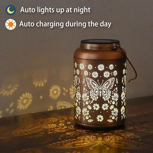 Birthday Day Gifts for Women Men Mom 2 Pack Butterfly Solar Lanterns Outdoor Waterproof - Butterflies Solar Lights Garden Decor, Outdoor Decor for Patio, Yard