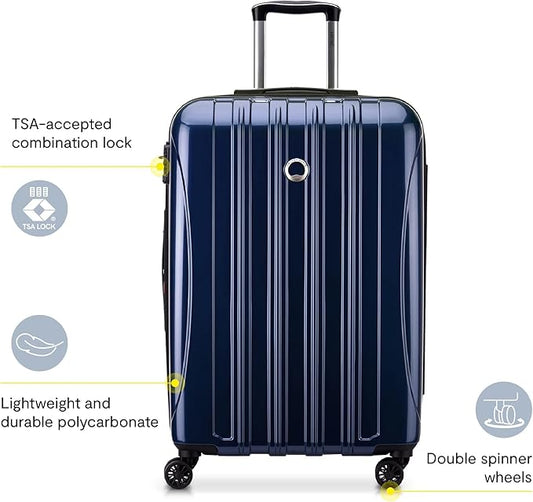 DELSEY PARIS Helium Aero Hardside Expandable Luggage with Spinner Wheels, Brushed Charcoal, Checked-Large 28 Inch