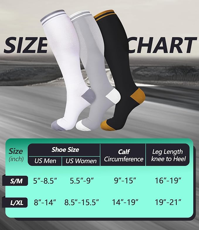 FuelMeFoot 3 Pack Copper Compression Socks - Compression Socks Women & Men Circulation - Best for Medical,Running,Athletic