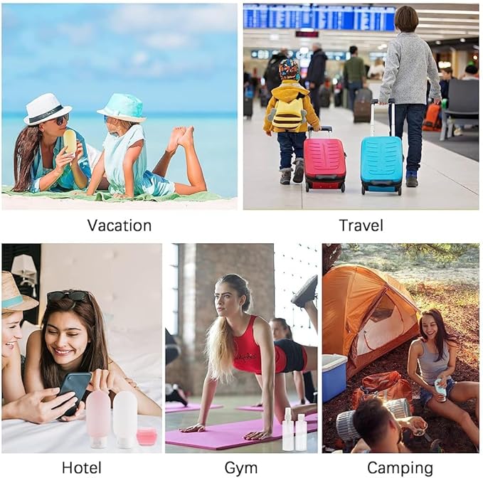 12pack Travel Bottles for Toiletries, TSA Approved Travel Size Toiletries Containers, Travel Bottles Set with Labels Leakproof Squeezable Refillable Airplane Travel Accessories