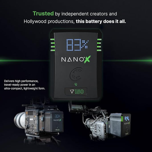 CoreSWX LLC CORE NANOV150X, 150wh Micro Sized V-Mount Smart Battery Pack, 14.8v 10.2Ah. 12A Draw with EmLED® Fuel Gauge, USBCPD and Ptap