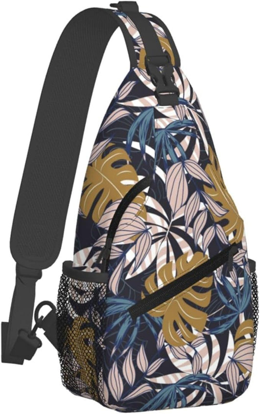 Hawaii Tropical Palm Sling Backpack Crossbody Bag Casual Chest Bags Travel Hiking Daypack Shoulder Bag for Women Men