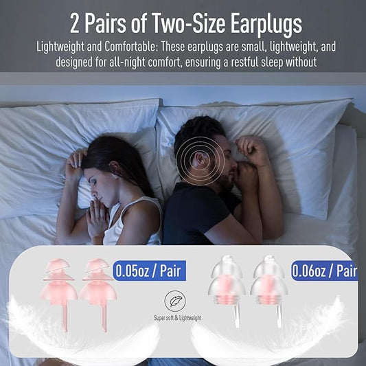 Hearprotek Sleeping Ear Plugs,2 Pairs Ear Plugs (32db & 30db) Ultra Soft Noise Reduction and Hearing Protection earplugs for Side Sleepers, snoring, Travel, Working, Safety (Pink)