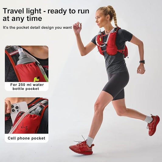 Running Vest with Water Bladder 1.5 Liter, Small Hydration Water Vest, Lightweight Hydration Pack Multi-Pocket 11x - for Hiking Race Trail Marathon for Women Men