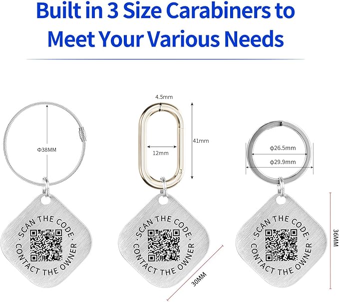 Smart ID Tags (2-Pack) - QR Code Locator for Keys, Pets & Luggage – Displays Finder’s Location When Scanned | Lost & Found Label for Travel, Collars & Keychains