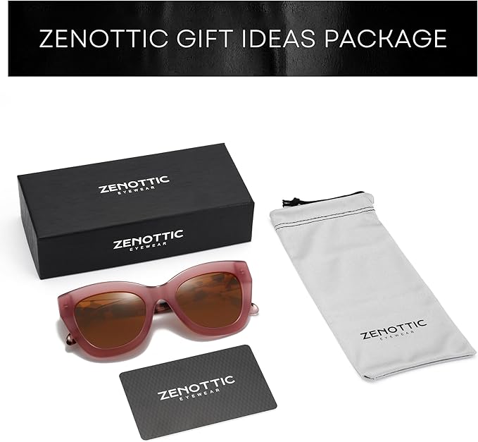 ZENOTTIC Retro Polarized Sunglasses Women - Oversized Cat Eye Trendy Glasses UV Protection - for Beach,Hiking,Party ZS6243