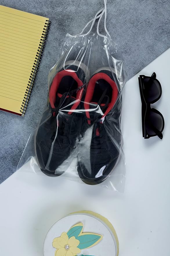 InfinitePack Large Transparent Shoe Bags for Travel, Portable Shoe Bags, Shoes Pouch Storage Organizer with Drawstring for Men & Women aClear Window Shoes Pouch with Rope