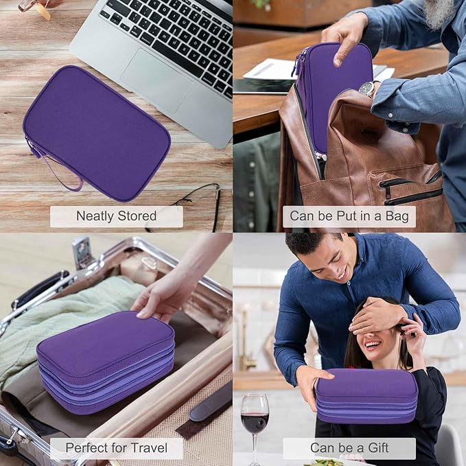 FYY Electronic Organizer, Large Travel Cable Organizer Bag Pouch Electronic Accessories Carry Case Portable Waterproof Double Layers All-in-One Storage Bag for Cable, Cord, Charger, Purple