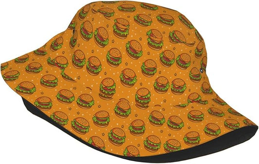 Yummy Hamburger Fisherman Hat Summer Foldable UV Protection Sun Hat