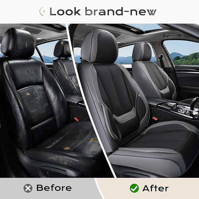 Coverado Seat Covers, Car Seat Covers Front Seats, Car Seat Cover, Car Seat Protector Waterproof, Car Seat Cushion Nappa Leather, Seat Covers Carseat Cover Universal Fit for Most Cars