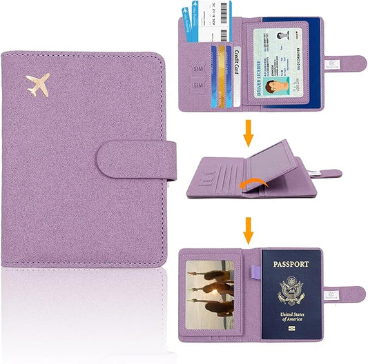 Melsbrinna Rfid Passport Holder for Travel women/Men, Cute Passport Wallet Rfid Blocking Card Slots, Rfid Passport Cover/CaseTravel Wallet, Passport Book Holder (1, Purple1)