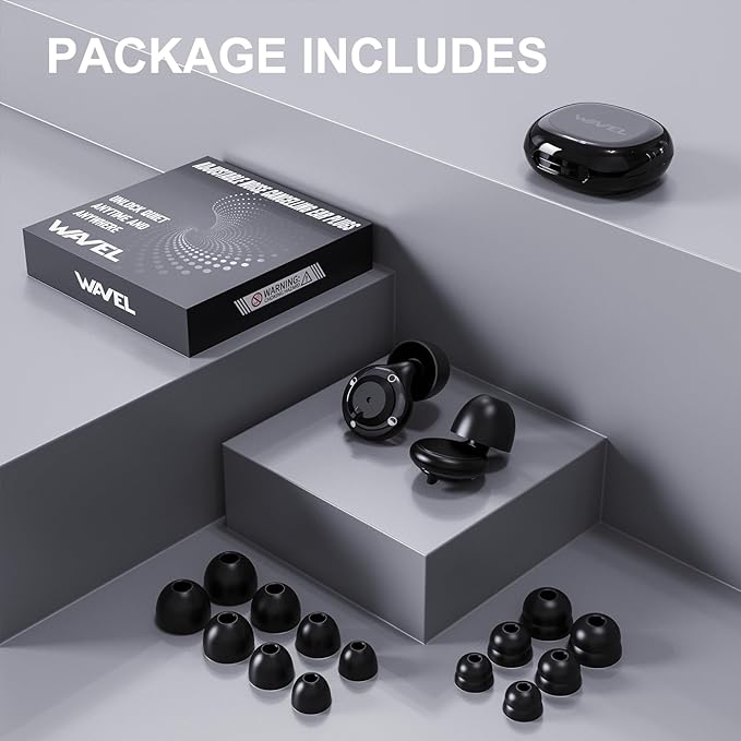 Adjustable Noise Cancelling Earplugs - 3 Modes Noise Reduction Ear Plugs (17-35dB) for Sleeping, Snoring, Travel & Concerts | 7 Pairs Silicone Tips (XS/S/M/L) | Magnetic Carry Case | Black