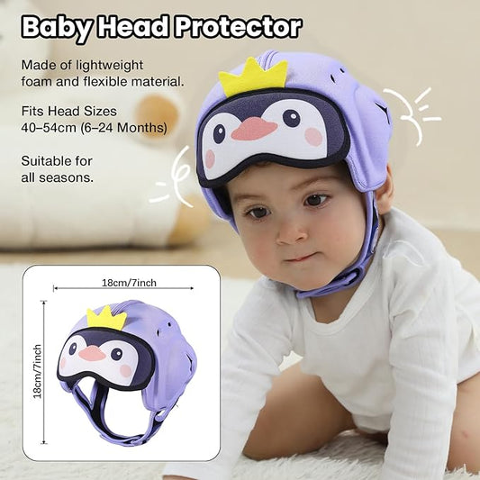 Mambobaby Baby Head Protector Safety Helmet Baby Helmet for Crawling WalkingοΌExtra-Thick Deep Forehead Padding,Ultra-Lightweight, Breathable, Toddler Helmet 6-24 Months-Penguin