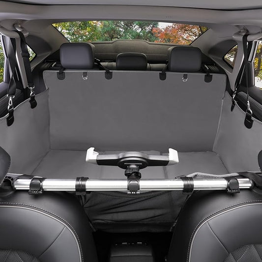 Furri&Me Dog Car Seat Cover, Back Seat Cover for Dogs Pet Car Seat Protector 400lbs Capacity Waterproof Non-Slip Bench Hard Bottom Car Seat Cover for Most Cars Trucks SUVs(Gray)