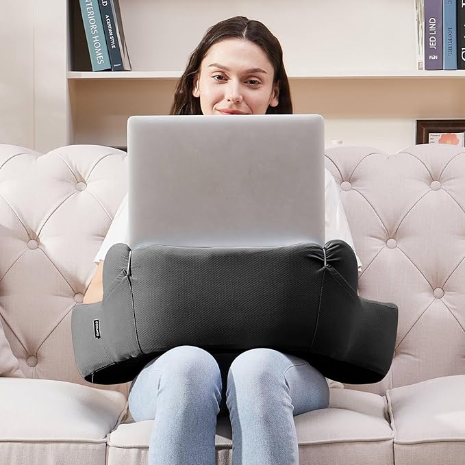 Lap Desk, Reading Pillow, Laptop Pillow for Lap, Portlands Portable Desk Pad for Bed, Couch, Car (Black)