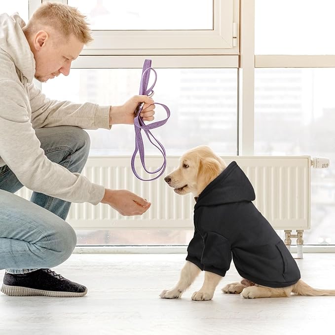 Dog Sweaters for Medium Dogs,Dog Hoodie Fleece Pet Sweater Soft Clothes Sweatshirt with Pocket Pet Hoodie for Medium Dogs(Black&M)