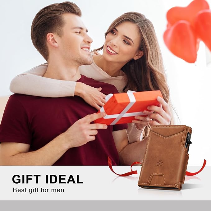 Wallet for Men Wallet with Slim Pop Up Card Holder 9-13 Cards, Bifold Minimalist Smart Wallet RFID Blocking Credit Card Holder with ID Window & Stretchable Cash Slot Compact Metal Aluminum Card Case