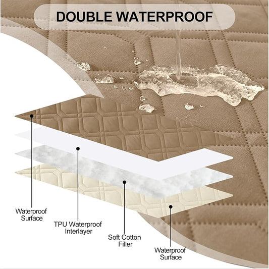 Smiry Waterproof Dog Blanket, 52x82 Inch Soft Pet Bed Cover Reversible, Washable Sofa Couch Furniture Protector for Small Medium Large Dog Puppy Cat, Geometric, Camel/Beige