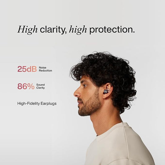 Hears Plus High-Fidelity Ear Plugs – Enhanced Noise Reduction for Loud Events, Focus, Travel & Noise Sensitivity – Certified 25dB SNR Hearing Protection – Reusable, Hypoallergenic Tips + Carry Case