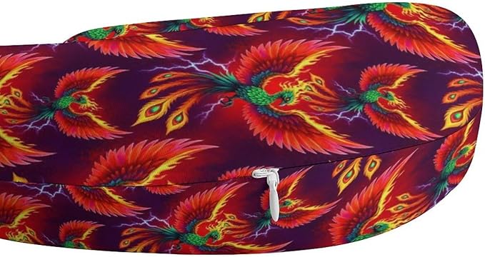 Funny Memory Foam Neck Pillow Travel U Shaped Cushion with Zip Cover, Chin Support for Airplane Car Office Home Nap, Abstact Flaming Fire Flame Bird Wings Art