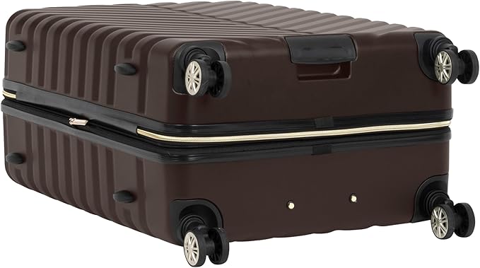 Kenneth Cole REACTION Women's Madison Square Hardside Chevron Expandable Luggage, Chocolate Brown, 24-Inch Checked