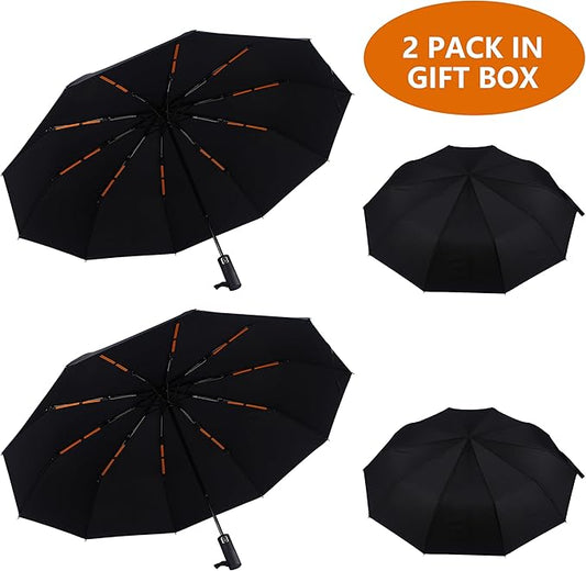 46 Inch Compact Umbrellas for Rain - Travel Small Umbrella - Automatic Folding Umbrella - Windproof Portable Umbrella, Double 10-rib