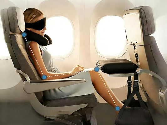 Portable Travel Sleep Comfort Set for Plane 2 Inflatable Travel Pillows,Foot Rest Hammock,Eye Mask Ear Plugs for Airplane Flight Essentials for Seat Airplane Gadgets forSleep Comfort Kit