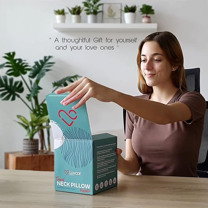 Premium Quality Memory Foam Travel Neck Pillow Bundle - Best Ergonomic Pillow for Airplane Travel, car Ride, Sleeping. Comes with Eye mask, earplugs and Storage Bag. (Imperial Green)