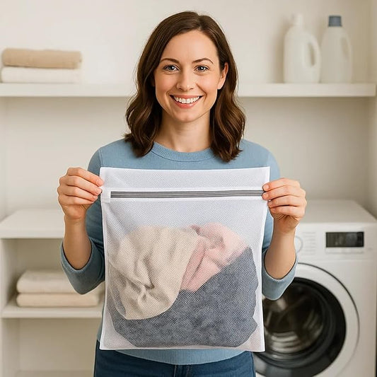 Kimmama Laundry Mesh Wash Bags, Lingerie Bags for Washing Delicates, White Net, Grey Zipper, 2XXL