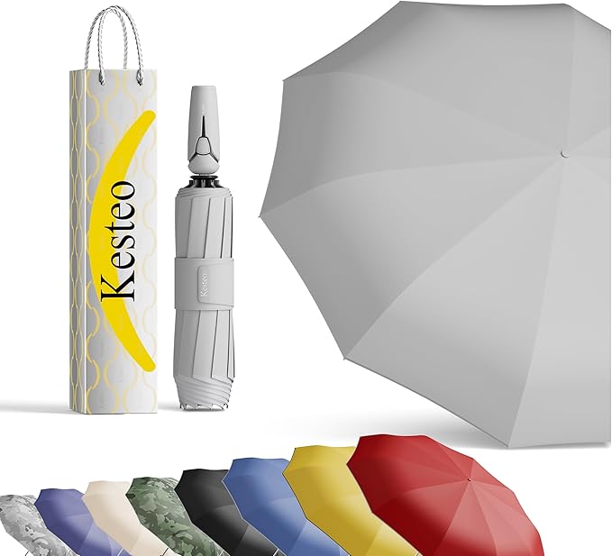 Windproof Travel Umbrella for Rain, Withstand 85MPH Winds, 54 Inch Automatic Reverse Fold Umbrellas Easy Auto Open Close, Portable Compact Umbrella Includes Cover Bag, Perfect for Travel, Car, Commute, Women Men, Backpack