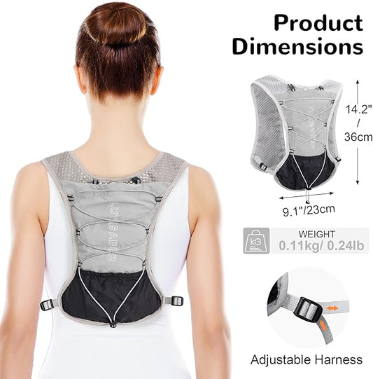 Hydro Pack Running Vest for Men Women, Hydration Backpack with 2L Water Badder, Lightweight Water Vest