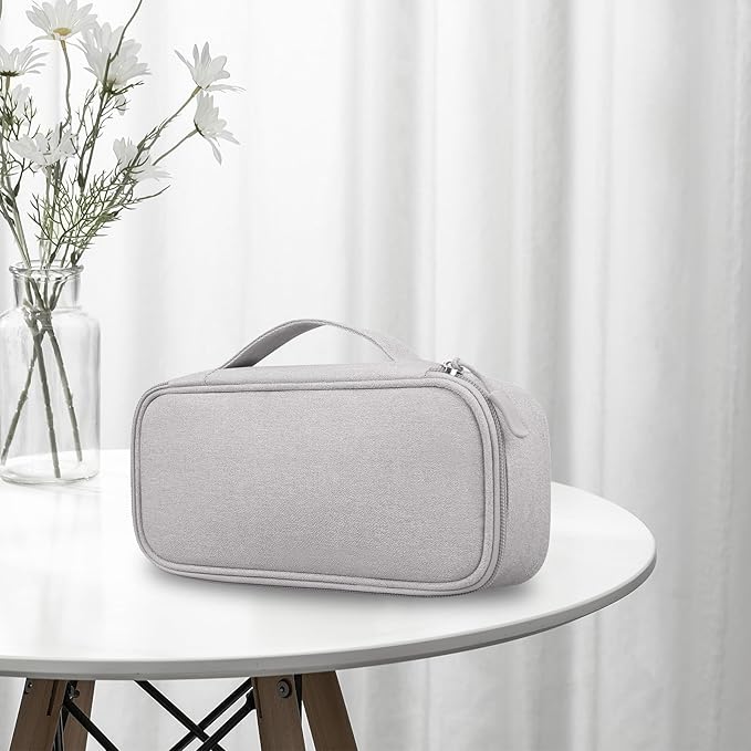 Lacdo Electronic Organizer Travel Cable Organizer Bag Pouch Tech Electronic Accessories Carry Case Portable Double Layers Charger Case for Cable, Cords, Charger, Earphone, Power Bank, Gray