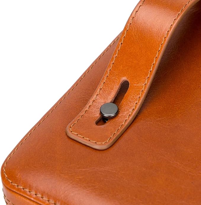 Medicine Handmade Leather Cable Organizer Bag – Full-Grain Leather Travel Tech Case for Cords, Chargers & Accessories – Zippered Storage for Men & Women (Tan)