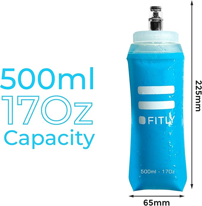 FITLY Soft Flask - Shrink As You Drink Soft Water Bottle for Hydration Pack - Folding Water Bottle Ideal for Running, Hiking, Cycling, Climbing & Rigorous Activity
