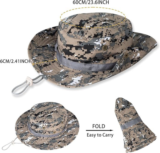 Sun Hats for Men Women Boonie Hat UPF 50+ Bucket Hat Wide Brim UV Protection Fishing Hiking Safari Outdoor Hats